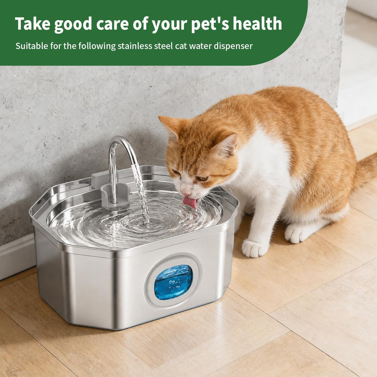 Cat Water Fountain 8 Pack Replacement Filters/Sponges (4+4) - Rectangle