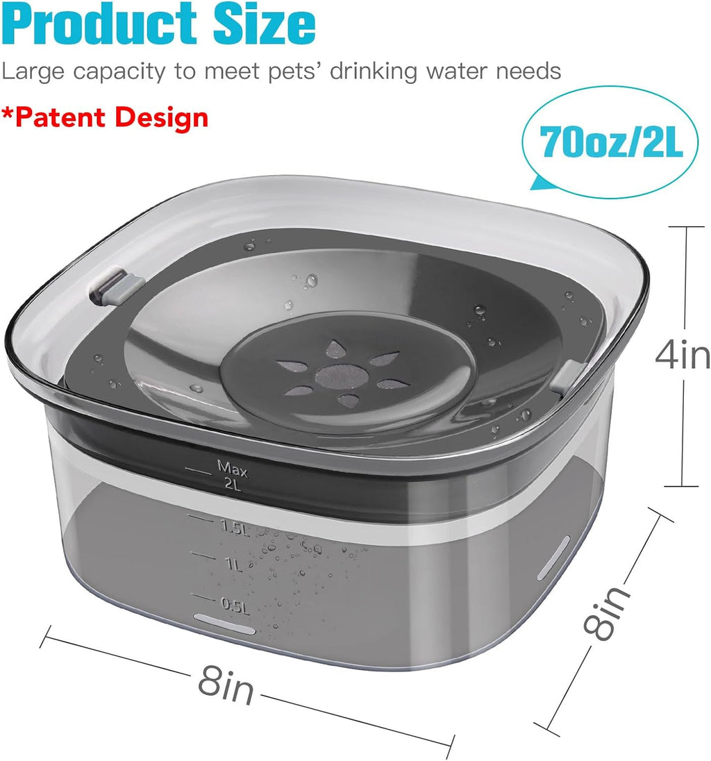 UPSKY 70oz Dog Water Bowl, No Spill Slow Drinking Feeder for Messy Drinker | Large Capacity, Spill Proof, Prevent Pet Prevents Choking, Anti-Slip, Visible Water Level, Suitable for Travel and Car Trips
