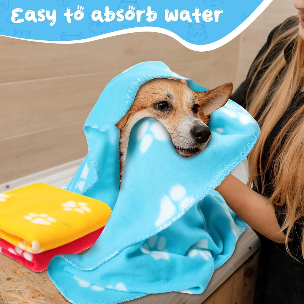 Eccliy 20 Pcs Puppy Blanket Fleece Pet Dog Throw, Paw, 39 x 35 Inch