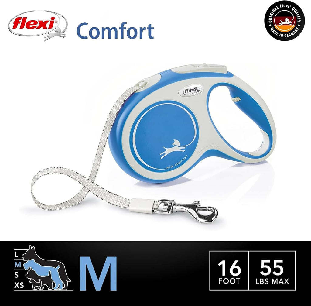 FLEXI® Comfort Tape Retractable Dog Leash, Medium, 16 ft - Blue