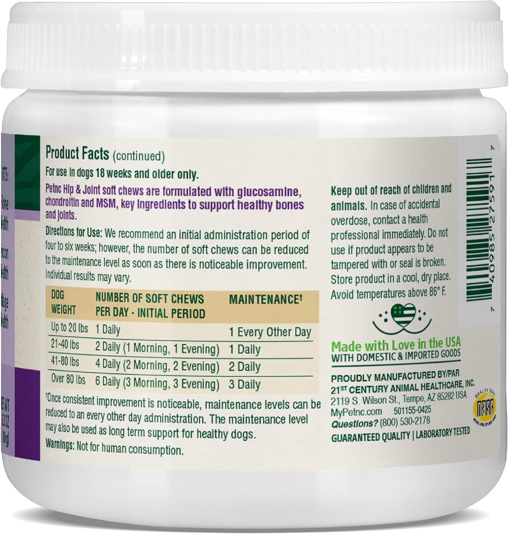 PetNC Natural Care Hip and Joint Soft Chews for Dogs, 90 Count - 27591