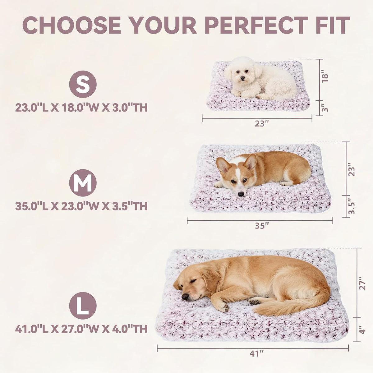 Medium Dog Crate Bed Mat, Washable Plush Pad for Medium Breeds