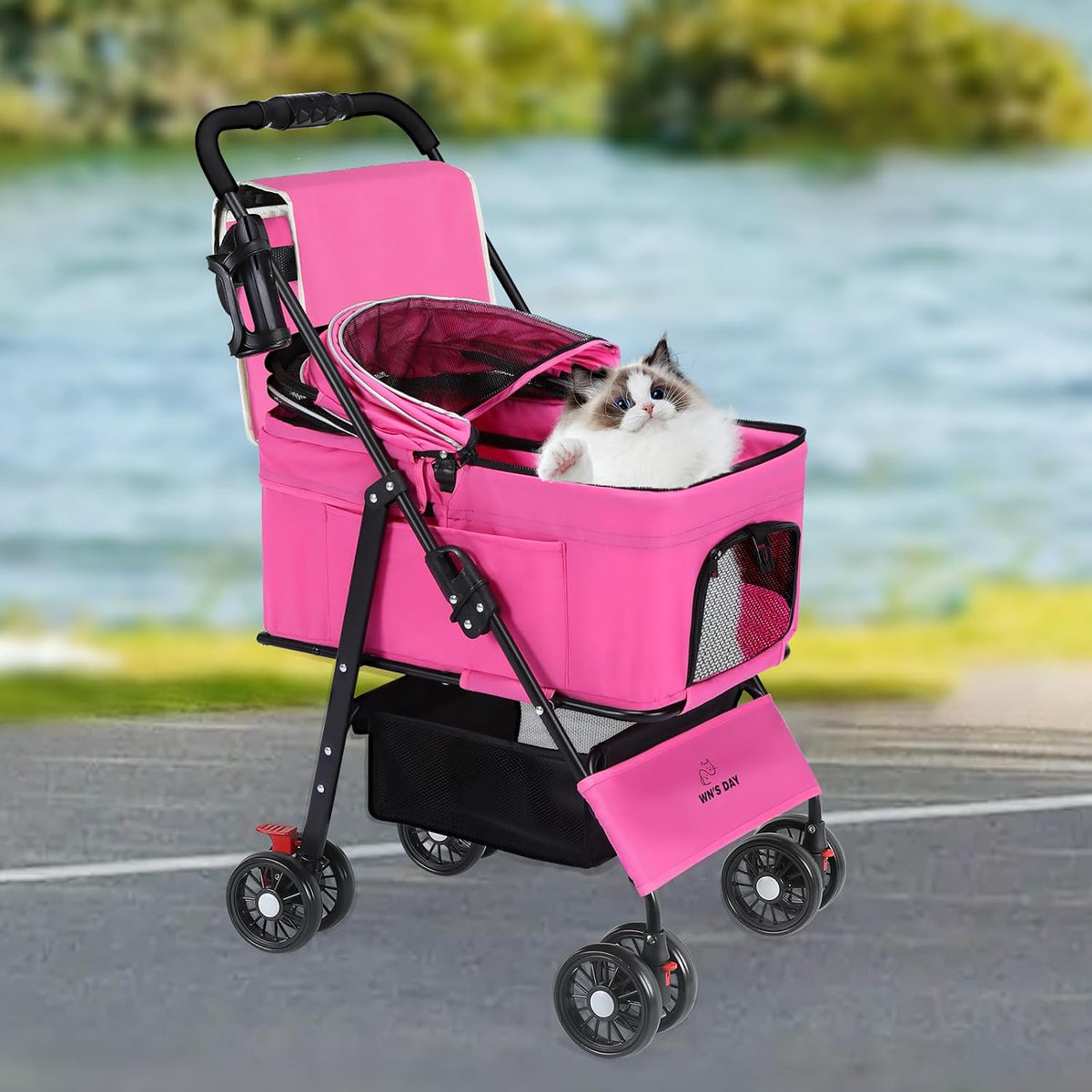 3 in 1 Pet Dog Stroller for Small Medium Dogs 10-30 lbs,Cat Strollers(Pink)