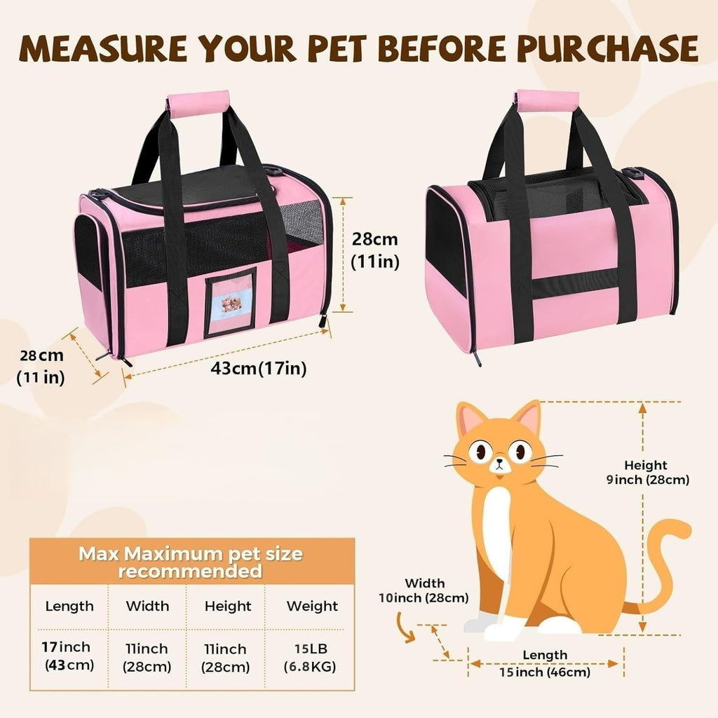 Cat Carriers Soft-Sided Cat Carrier Soft(Up to 16 Lbs),Breathable Pet Bag