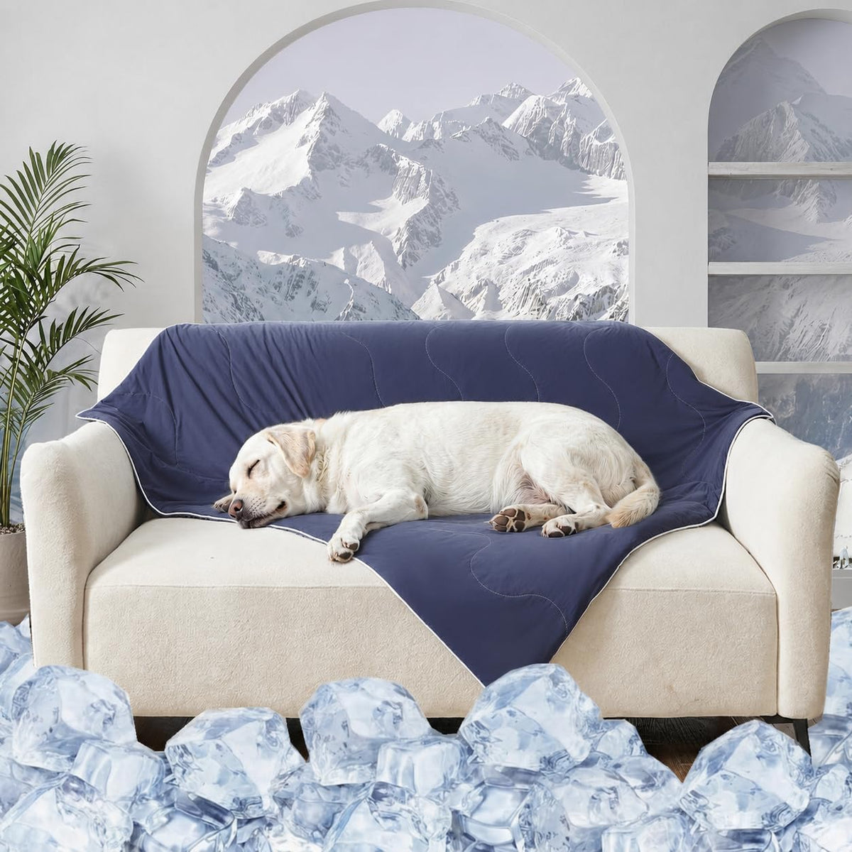 Cooling Blanket for Dogs. Dog Cooling Blankets for Large Dogs, Breathable Cooling Fabric, Cold Washable, Cooling Dog Blanket Durable Scratch-Resistant Soft Fabric for All Seasons, Navy