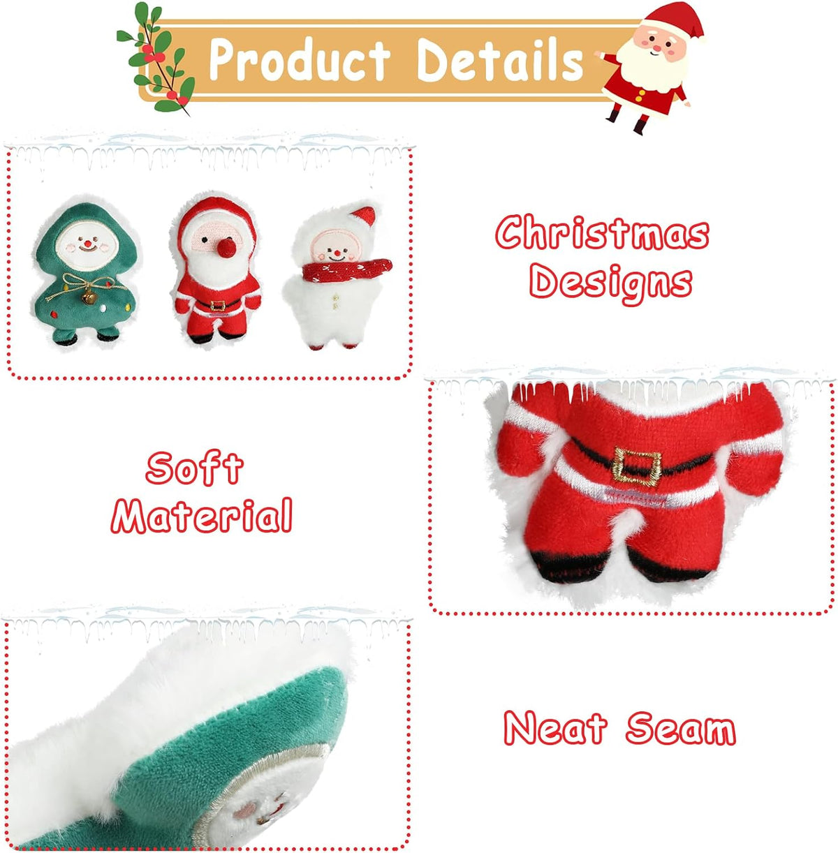 FOIMAS 3pcs Christmas Catnip Toys,Xmas Cat Toys Plush Santa Claus Snowman Tree Interactive Chew Bite Toys for Cat Kitten Indoor
