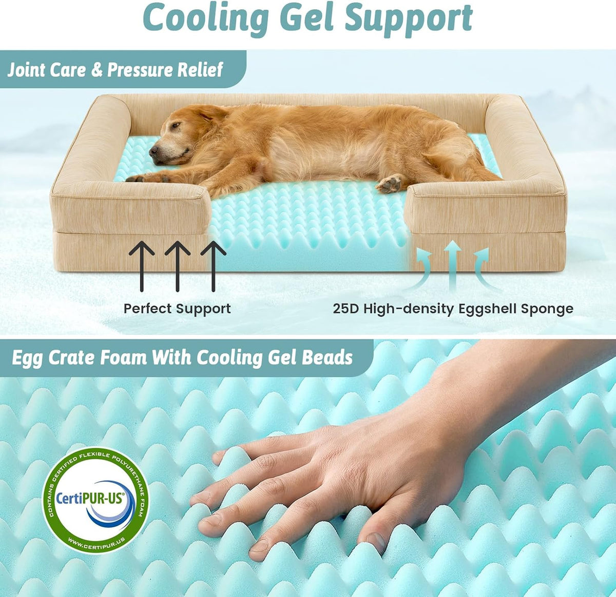 COZY KISS Orthopedic Dog Cooling Bed for Medium Small Dogs, 30x20 inch