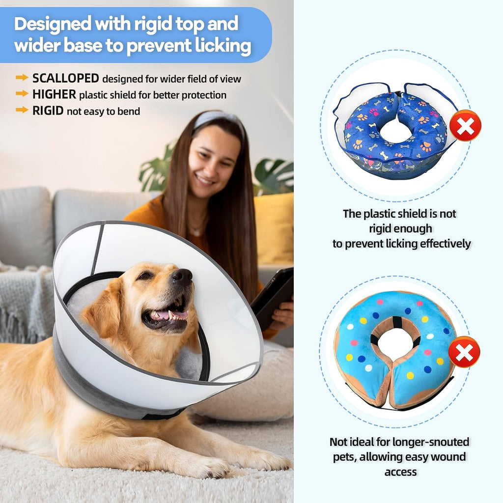 Inflatable Dog Cone Collar,Soft Elizabethan Anti-Lick Pet Recovery Collar