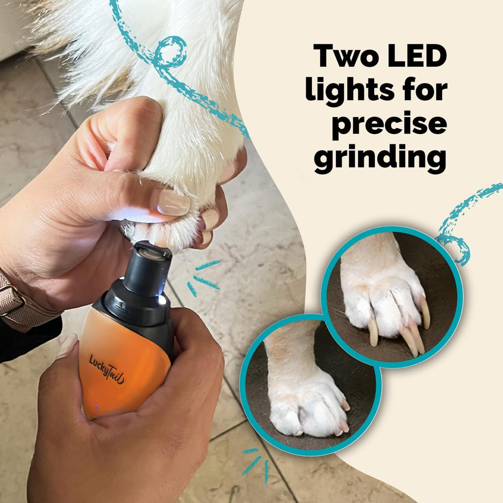 LuckyTail Dog Nail Grinder, Whisper-Quiet, Low-Vibration Trimmer with Light
