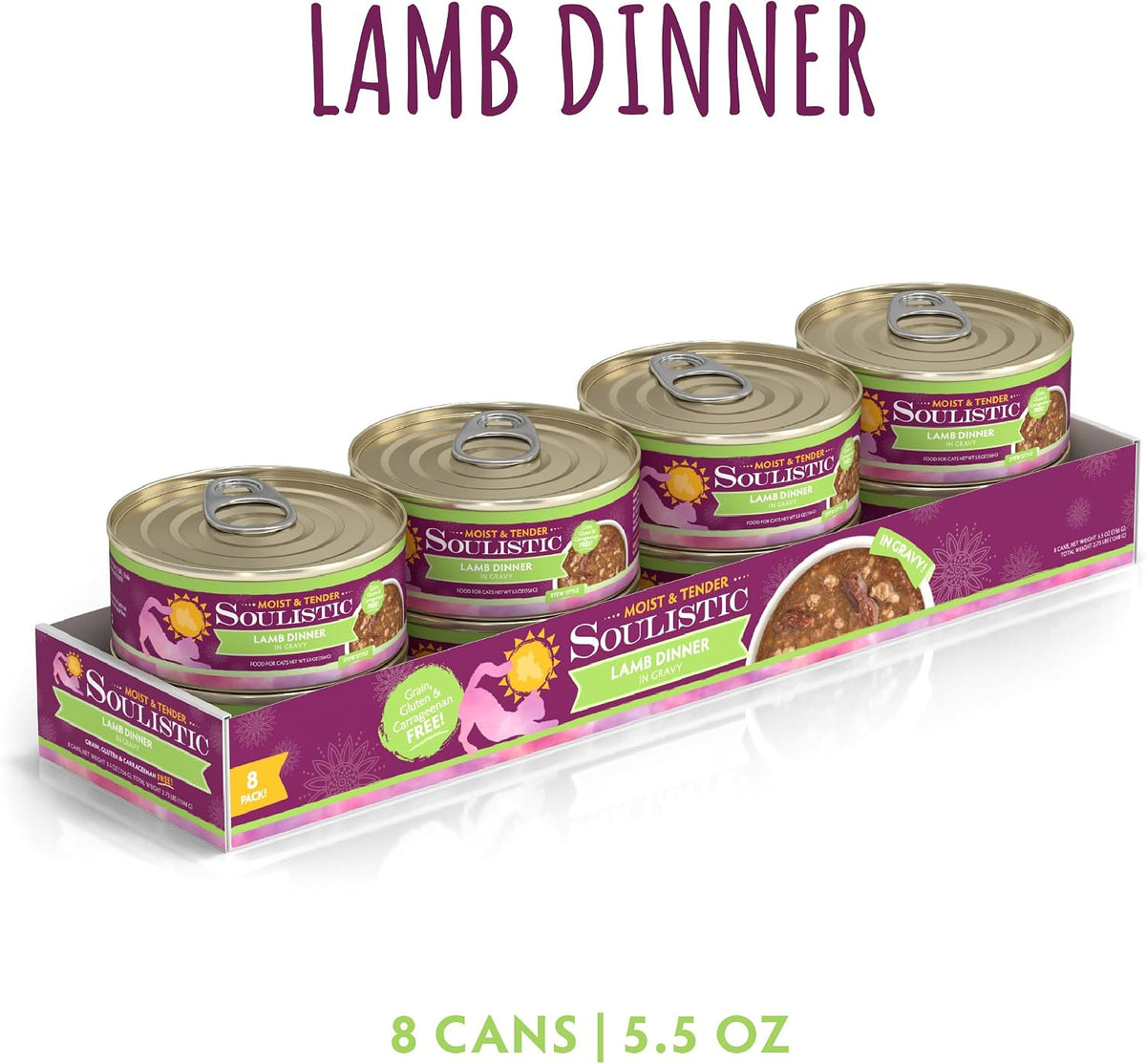 Soulistic Moist and Tender, Lamb Dinner in Gravy, 5.5oz Can, Pack of 8