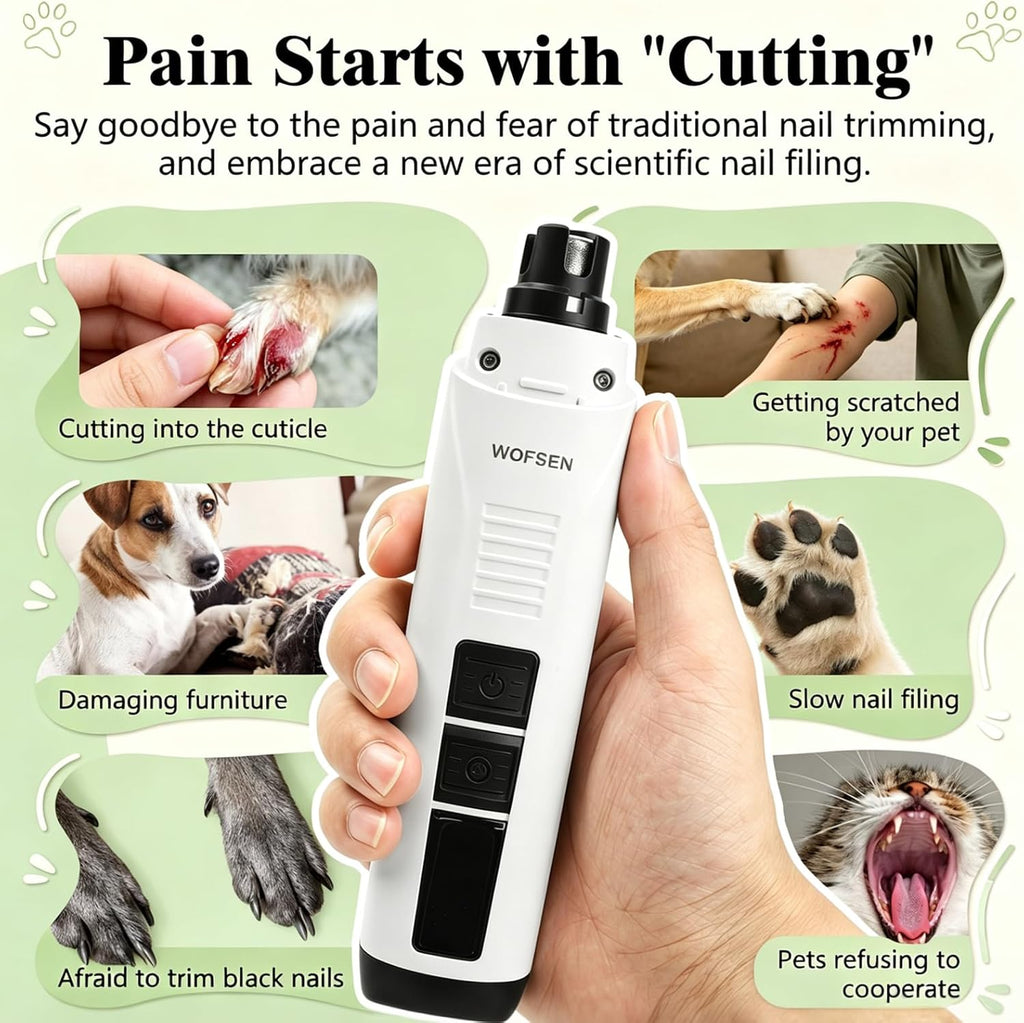 Whisper-Quiet Dog Nail Grinder, Safe & Stress-Free for Sensitive Dogs Cats