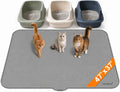 Cat Litter Mat, XL 47 x 37 in Extra Large Silicone Litter Box Mat | Gray, Silicone rubber, Water-resistant, Easy pour-out front notch, Raised lip, Grippy backing, Rinses clean