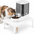 ECOLOVI Height-Adjustable Cat Food Stand, Elevated Cat Feeder Stand for Automatic Feeder & Bowls, Lifted Cat Food Table Station, Raises Feeder/Bowl, Relieves Spine and Joints Noticeably, White