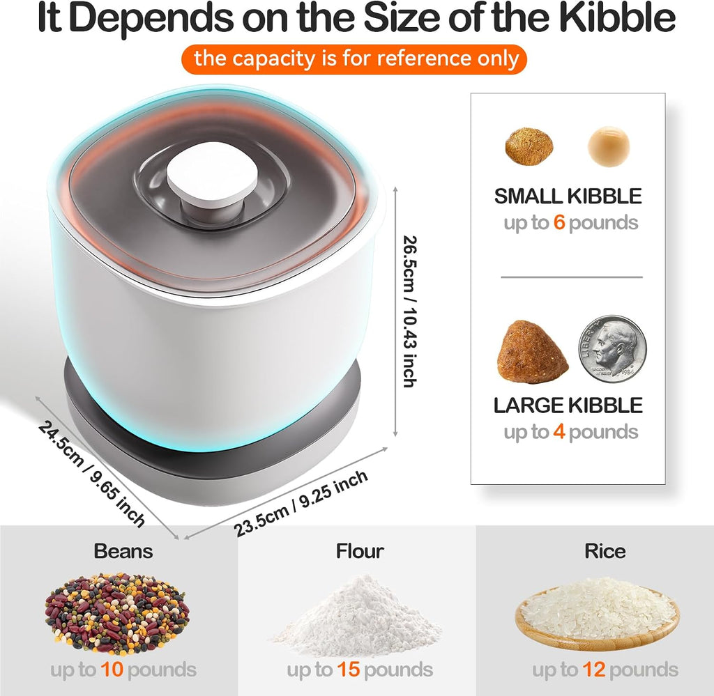 CTIME Airtight Cat Food Container for Small Dog Bird Pet Treats & Dry Food -6 lb(White)