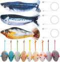 Leitee 12 Pack Cat Toys Plush Mice Flopping Fish for Indoor Cats Dogs