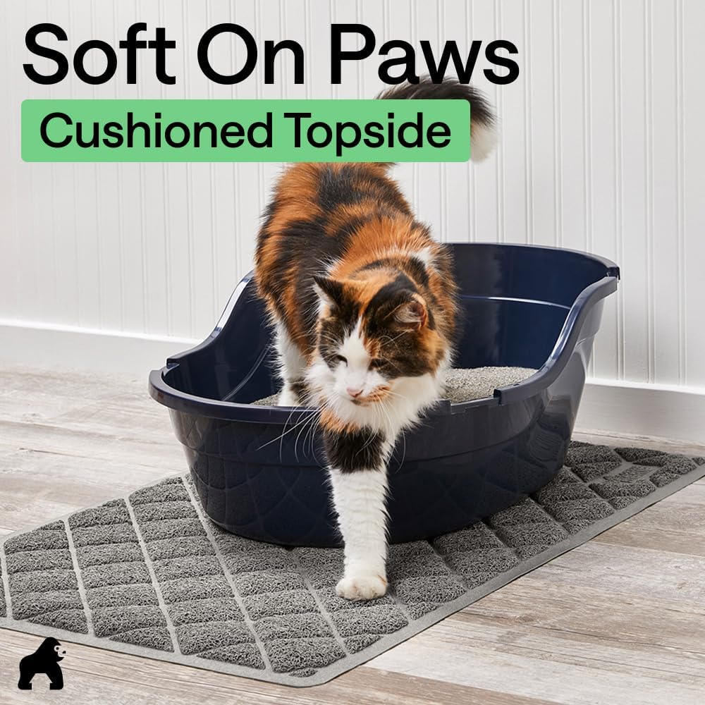 GORILLA GRIP Cat Litter Mat, Coiled Mesh Trapping Mats, 47x35 Gray
