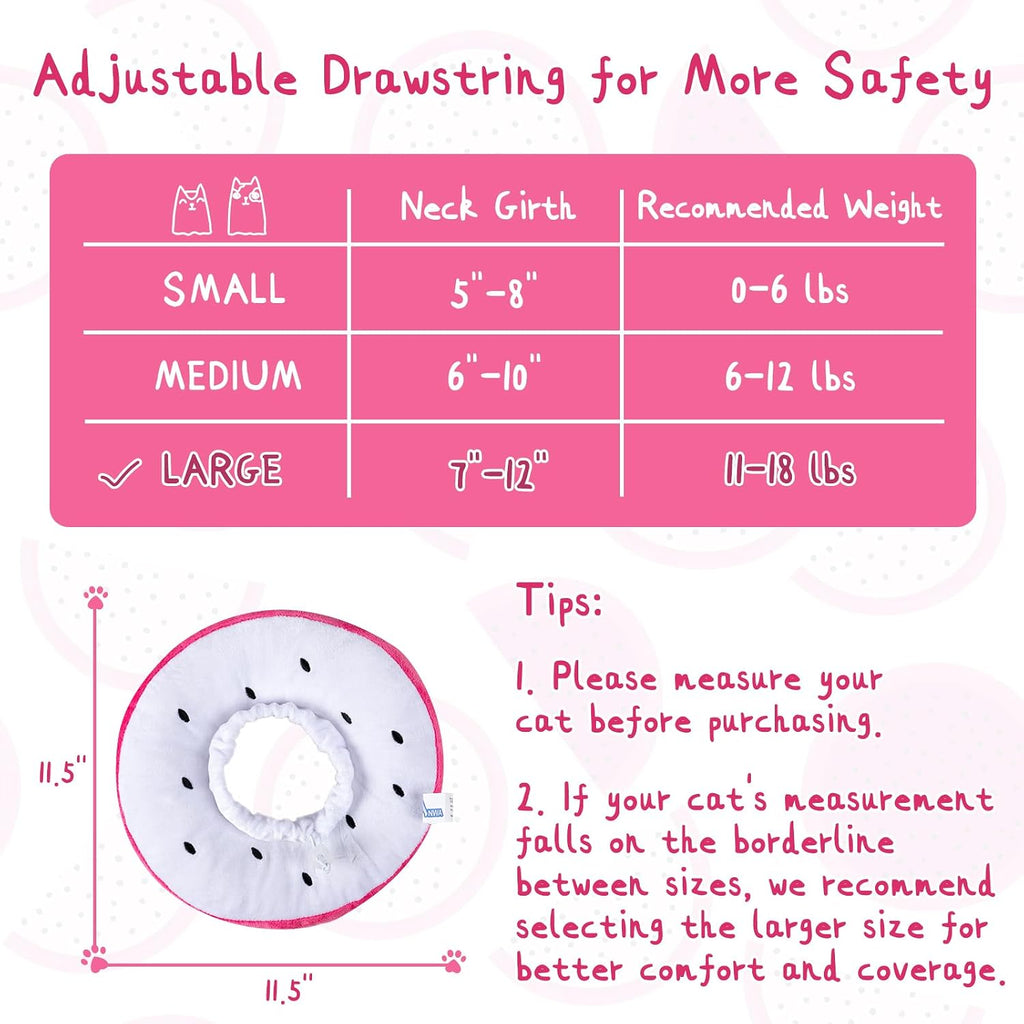 ANWA Adjustable Cat Cone Collar Soft, Cute Cat Donut Collar After Surgery