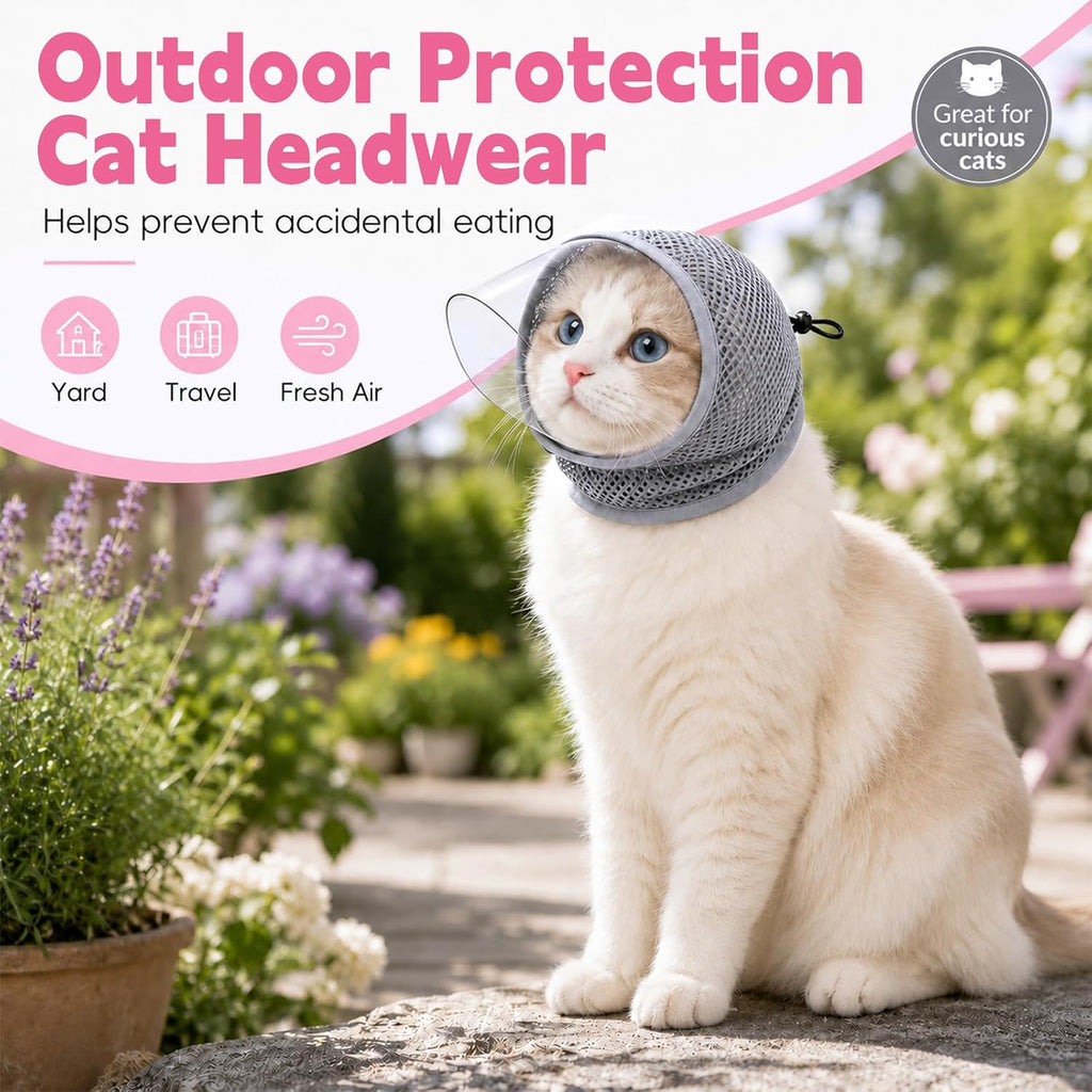 Cat Muzzle for Grooming with 4 Claw Cover, Breathable Cat Helmet for Biting