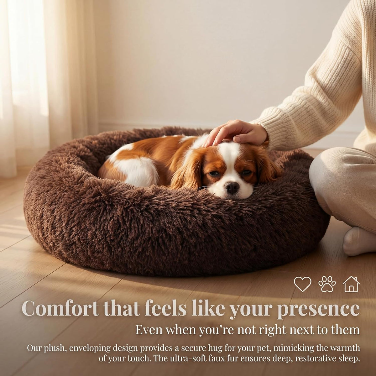 nononfish Comfortable Dog Bed for Small Dogs,Cozy Plush Pet Bed