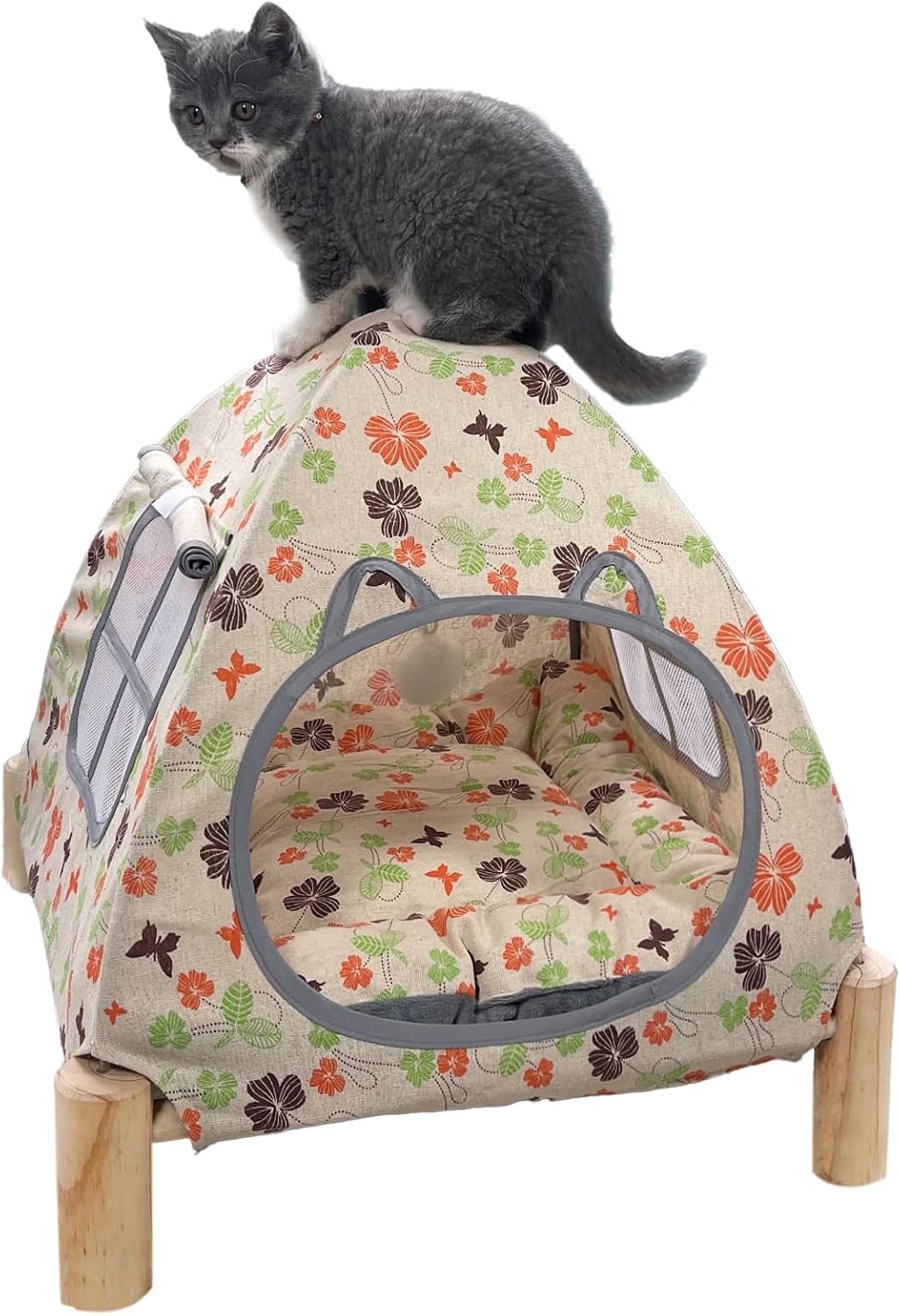 Elevated Pet Hammock Bed Tent House - Indoor/Outdoor, Quick Setup