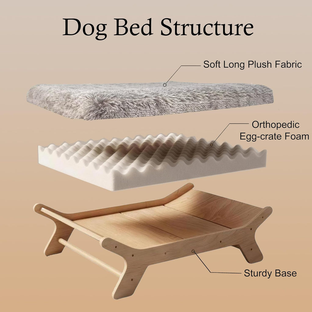 Large Size Elevated Dog Bed, Natural Finish Raised Dog Bed