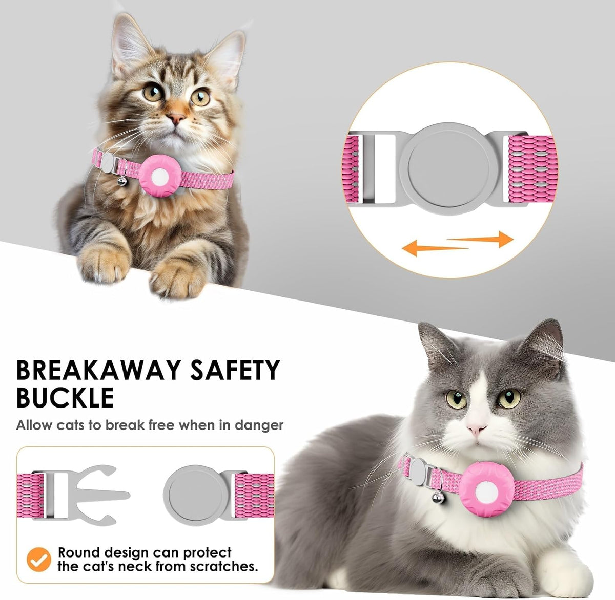 GPS Tracker for Cats (iOS Only), MINI GPS Cat Tracker, Real-Time Location Pet Tracker, No Monthly Fee, Compatible with Apple Find My,Anti-Lost,Finder Tag for Vehicles, Pets, Kids, Items (Pink)