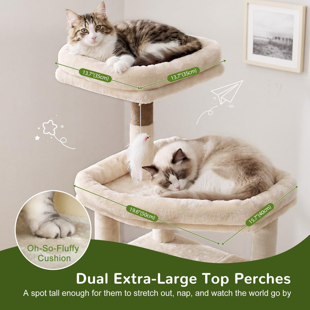 Globlazer 81in Cat Tree for Large Cats, Extra Tall Tower, F81H, Beige