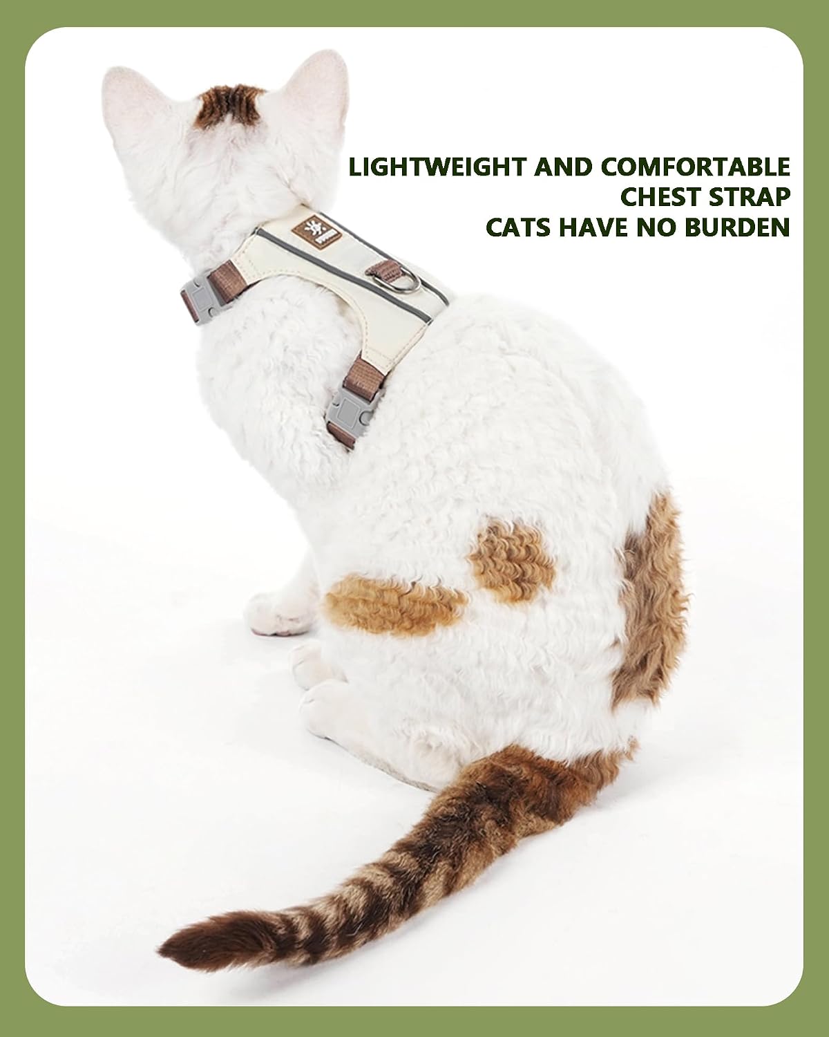 Cat Harness and Leash Set with Reflective Strips, Escape Proof Adjustable Vest, Premium Taffeta Fabric Soft Lightweight, Tear Resistant, for Kitten Small Cats Outdoor Walking (Beige, XS)