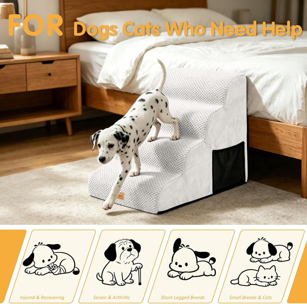 Topmart High Density Foam Dog Steps 4 Tiers,Extra Wide Deep Pet Steps