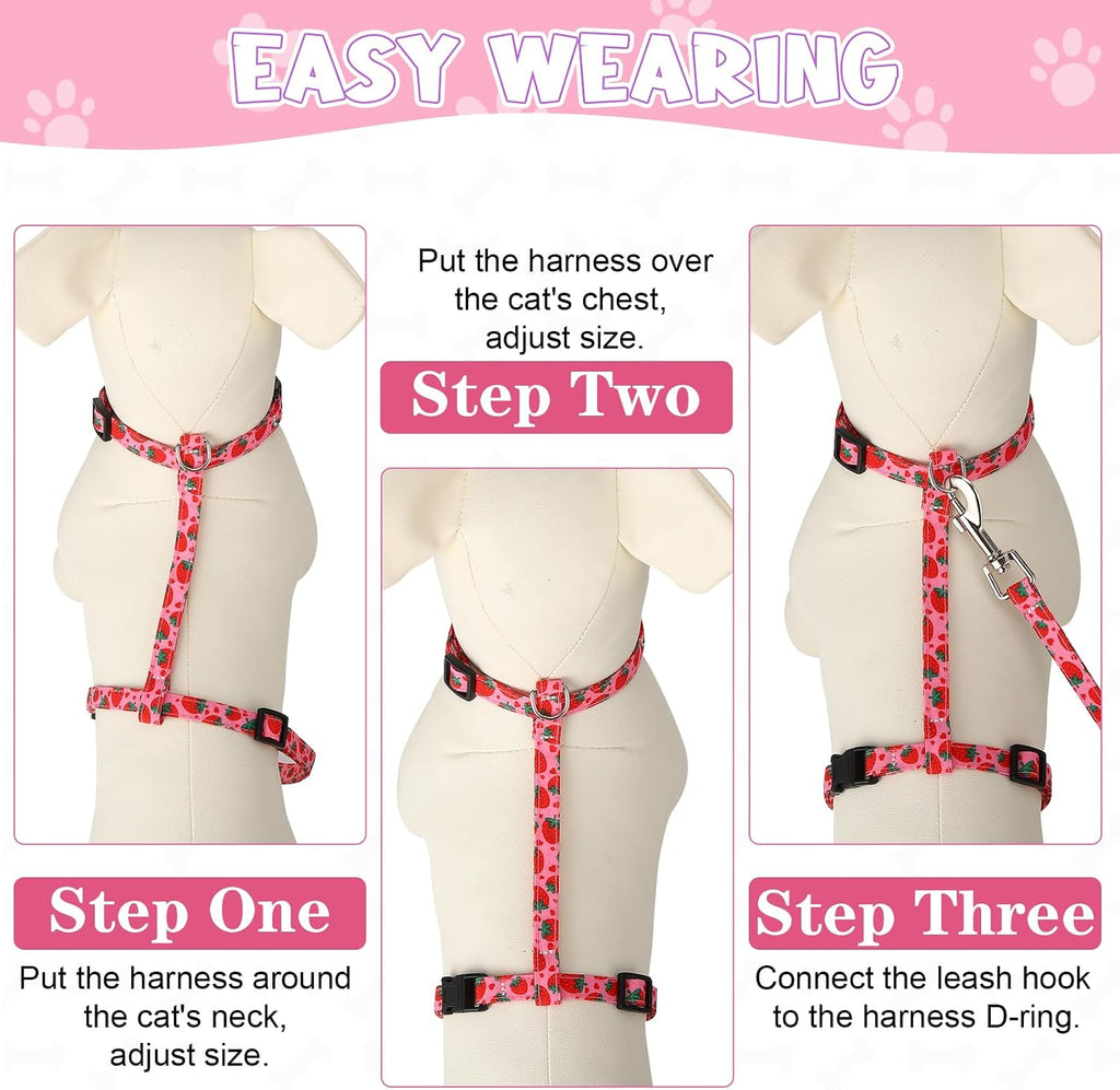 2 Pack Cat Harness and Leash Escape Proof Adjustable Cat Harness with Leash
