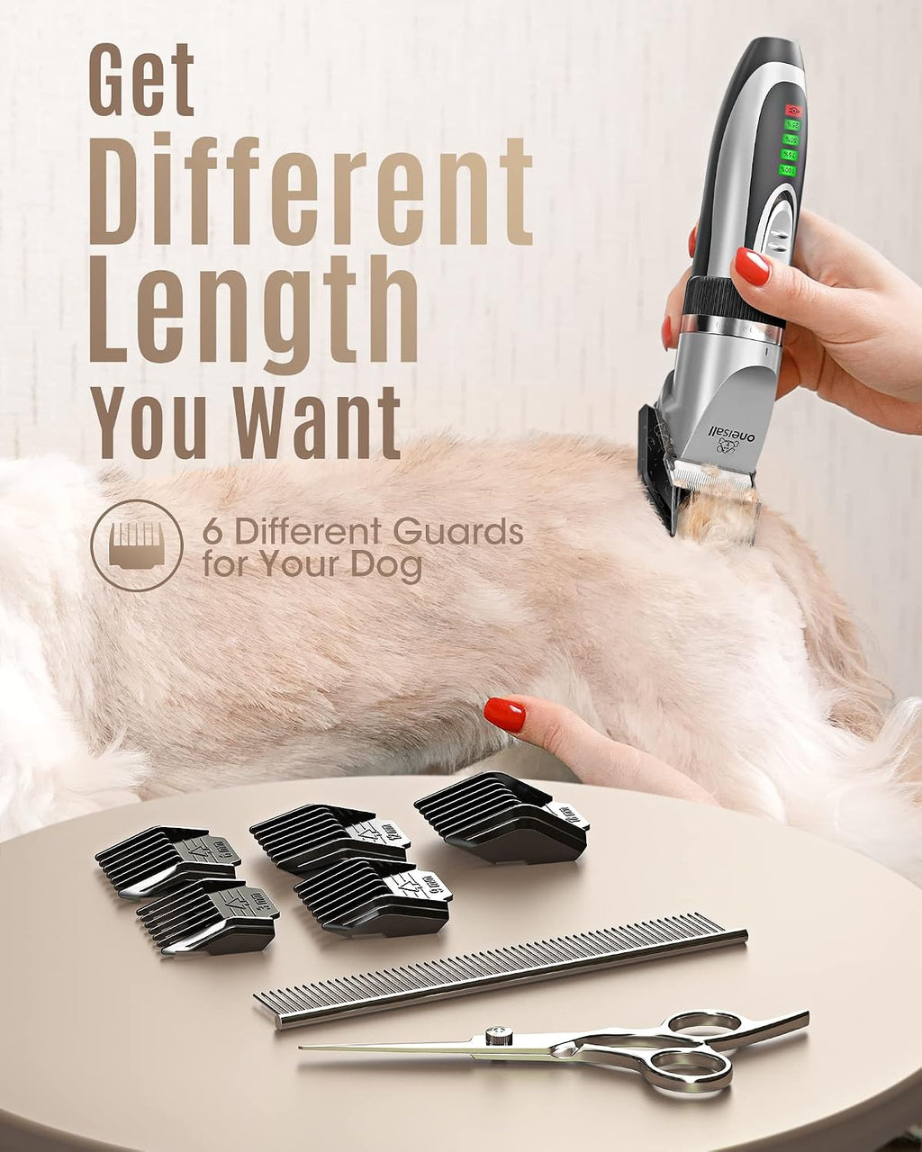 oneisall Dog Clipper for Small and Large Dogs Cats Silver