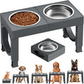 XIAZ Elevated Dog Bowls Large Breed Raised Dogs Bowl Stand Large/Medium Sized Dog Stainless Steel Food Water Bowl Stands 5 Heights Adjustable 9/11/12/14in Pet Feeder Dish Station