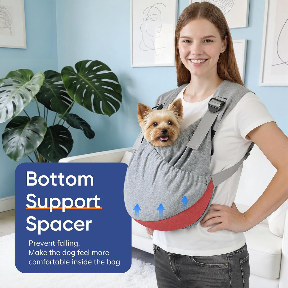 Supet Dog Sling Carrier for Pets, Adjustable Hands Free Front Chest Pouch