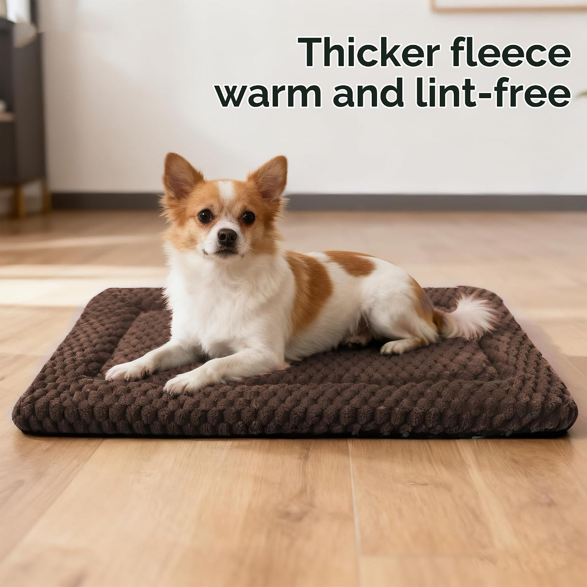 Dog Bed Crate Mat, Soft Durable Washable Anti-Slip Kennel Pad for Dogs & Cats, Reversible (Dark Brown, L(35"*23"*1.5"))