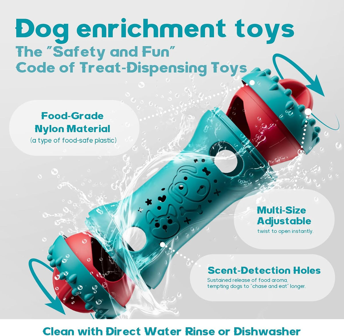 Interactive Dog Toys,Adjustable Treat Dispensing Toy to Keep Them Busy | Dog Enrichment for Brain Stimulation & Cognitive for Puppy Puzzle to Reduce Boredom-Ideal Gift for All Dogs(Rigid Nylon)