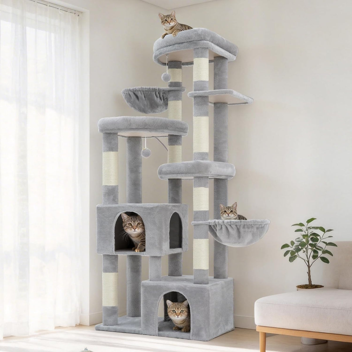 Hey-brother Cat Tree Tower with Tiered Padded Platforms, Condos, MPJ084W