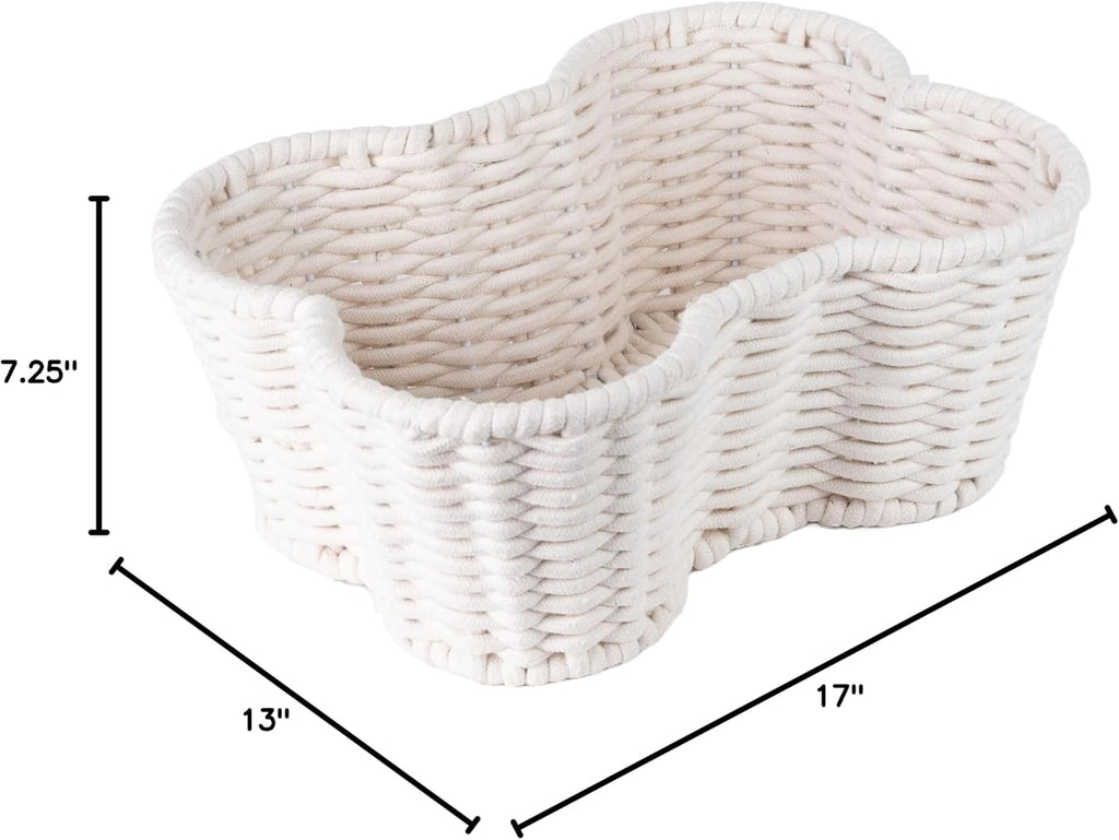 OtterPets Dog Toy Basket, Cotton Rope Bone Shaped Dog Toy Bin, 17x13”