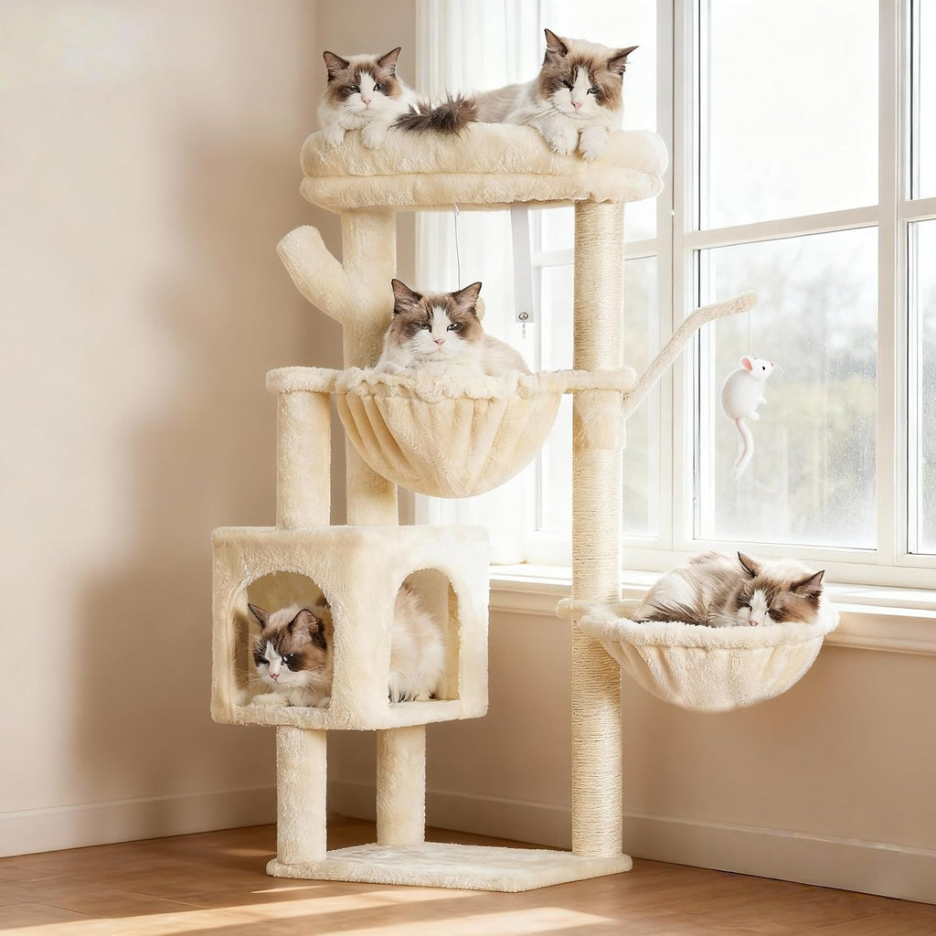 Heybly Cat Tree, 39" Tower with All-Sisal Wrapped Scratching Post HCT006SM