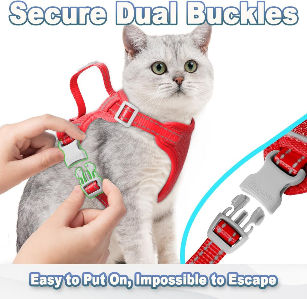 Cat Harness and Leash Set Escape Proof for Kitten Walking, Soft Adjustable Top Handle Vest Harnesses for Cats, Easy Control Breathable Reflective Small Medium Large, Red, XS