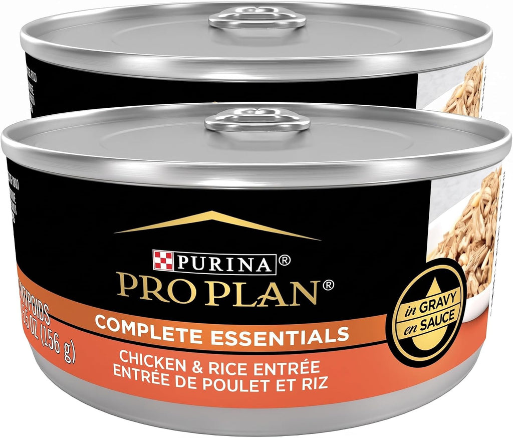Purina Pro Plan Complete Essentials High Protein Cat Food Wet Gravy,Chicken and Rice Entree - 5.5 Oz. Pull-Top Cans,(Pack of 48)