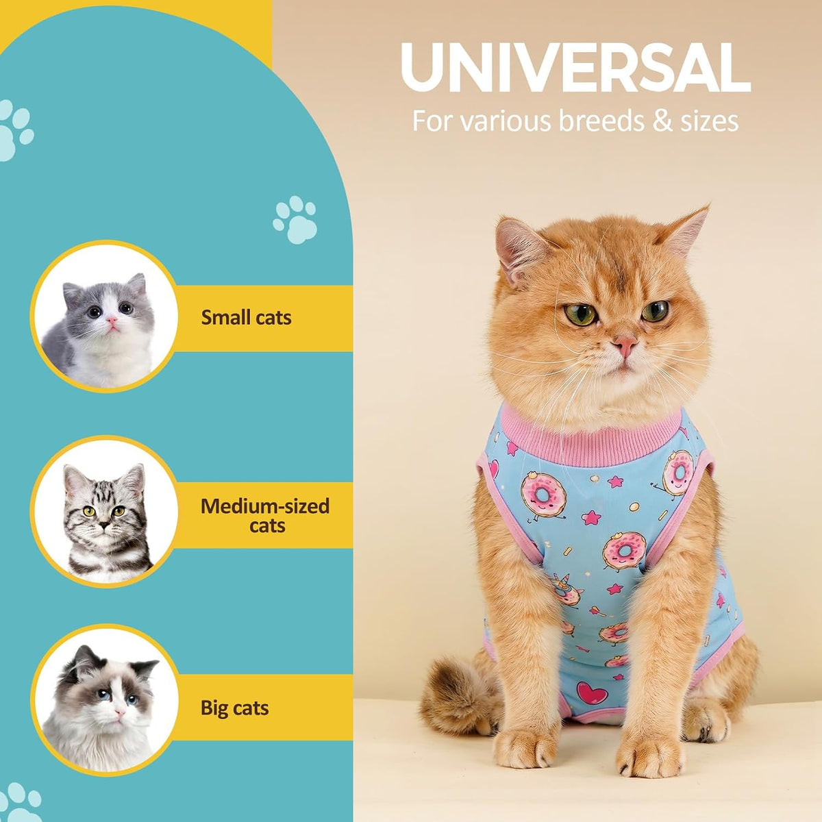 Avont Cat Recovery Suit - Kitten Onesie for Cats After Surgery