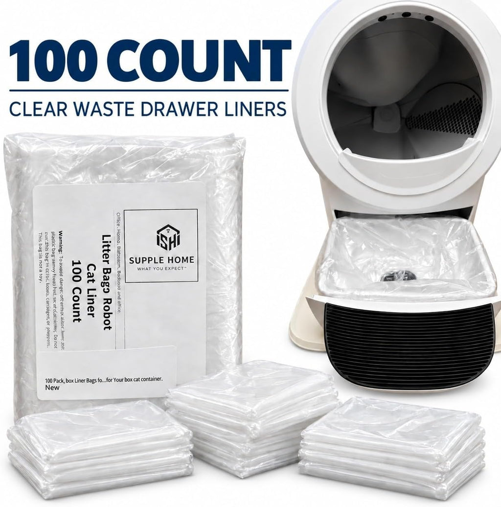 100-Pack Waste Drawer Liners for Litter-Box-Robot 4 & 3 12 Micron Extra-Thick HDPE, Custom Fit to Prevent Sensor Errors Heavy-Duty Leak-Proof, Compatible with Automatic Litter Boxes