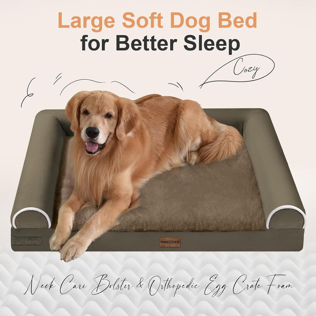 NANUYA Orthopedic Dog Bed for Medium Dogs, 30 x 20 Inch, Brown