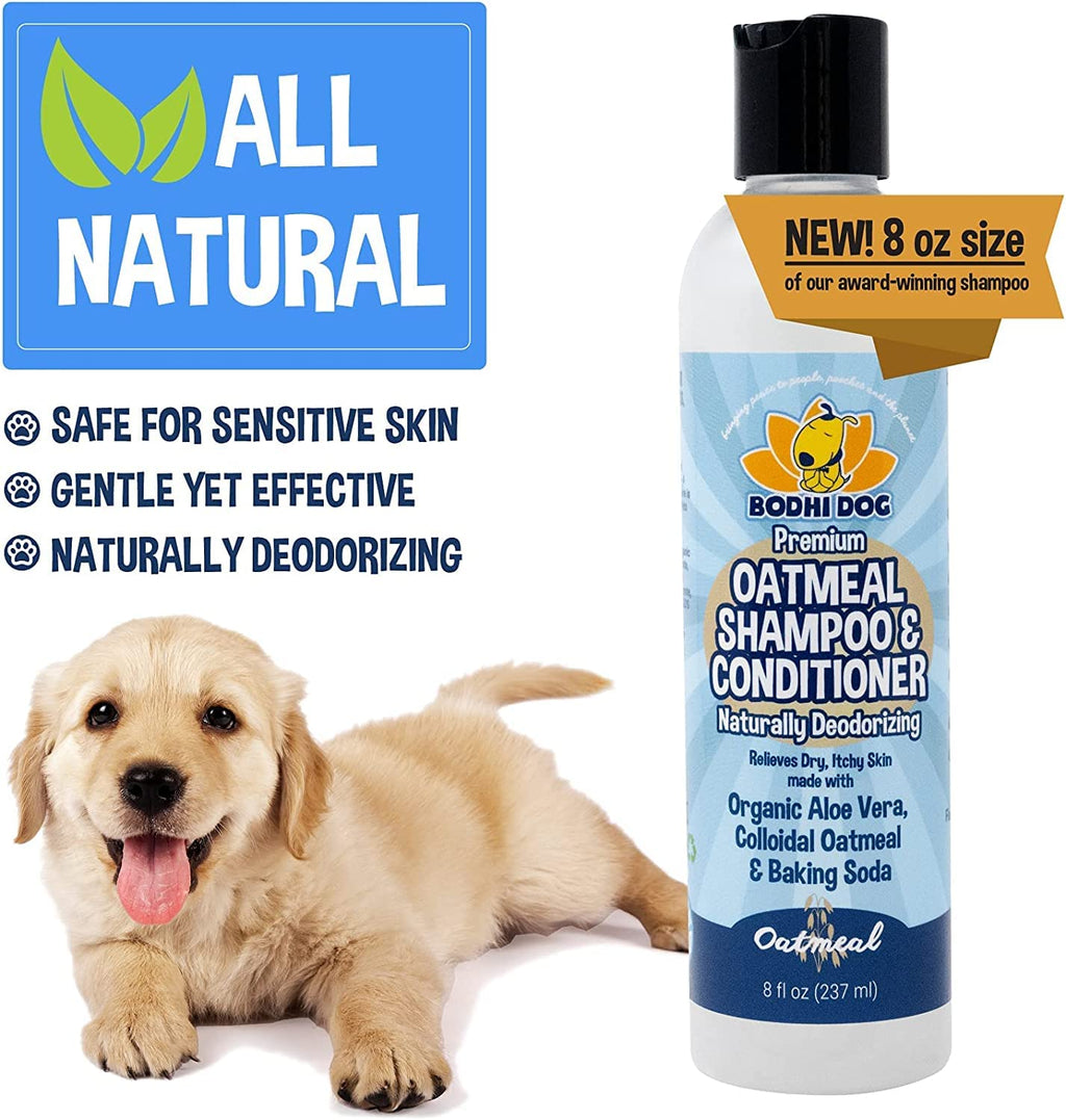 Bodhi Dog Shampoo Brush & Oatmeal Shampoo and Conditioner Bundle - Soothes and Moisturizes Dry, Itchy Skin - Bath Bundle for Shower, Showerhead, Sprayer & Bathing