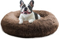 JOLLYVOGUE Calming Dog Bed for Small Dogs - 23 inches Donut Washable Small Dog Bed for Kittens & Puppies, Anti-Slip Round Fluffy Plush Faux Fur Cat Beds (Fits up to 25 lbs Pets, Coffee)