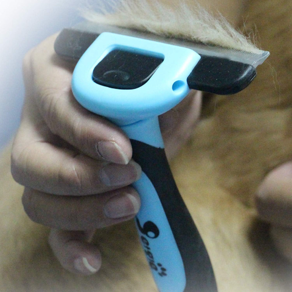 Effective Deshedding Brush and Large Dog Comb - Professional Grooming Tools for Dogs and Cats to Reduce Undercoat Shedding 
