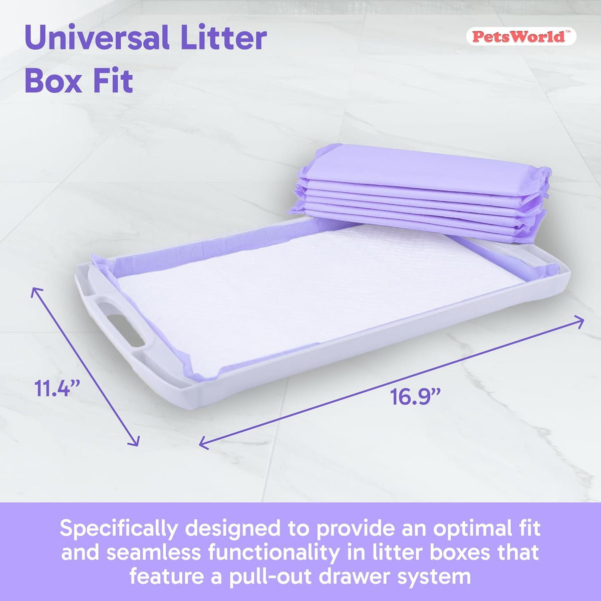 PetsWorld Universal Fit Cat Pad Refills for Litter Box, Fresh Scent, Odor Control, 1200 Count