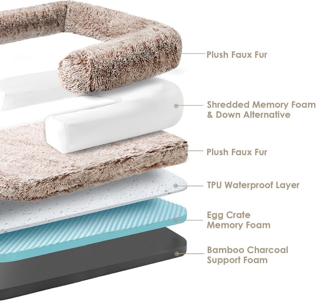 EHEYCIGA Foldable XXL Dog Bed for Large Sized Dog - 54x38x7.5, Faded Brown