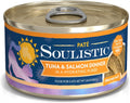 Soulistic Paté Wet Cat Food, Tuna and Salmon Dinner in a Hydrating Purée, 2.8oz Can, Pack of 12