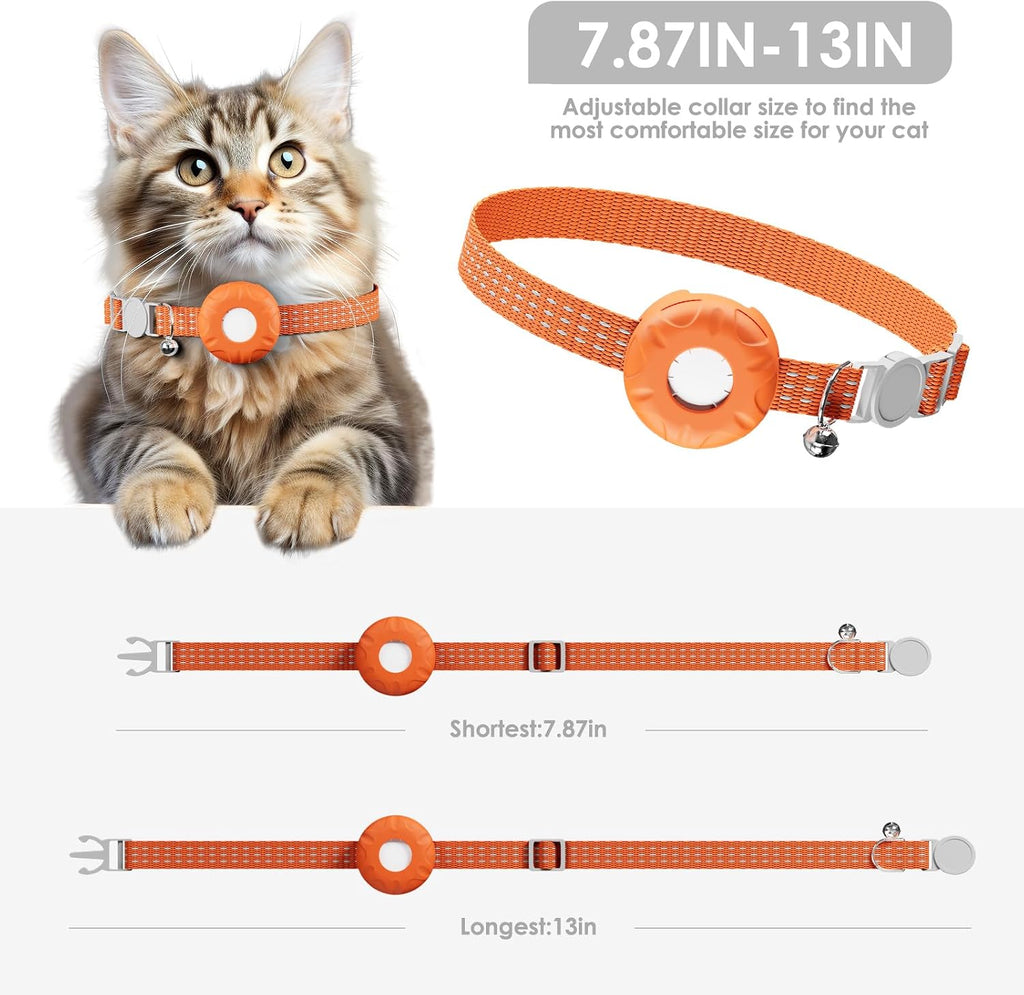 GPS Tracker for Cats-No Monthly Fee Cat Tracker,Compatible with Apple Find My App (Only iOS), Waterproof Pet Tracker,Real-Time Cat Trackers Collar for Pets,Kids,Luggage | 367-Day Battery Life|(Orange)
